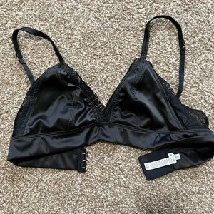 Aerie faux leather bralette with lace and mesh detail